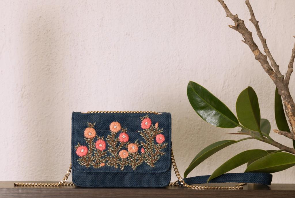 Blue Buttercups Flap Bag