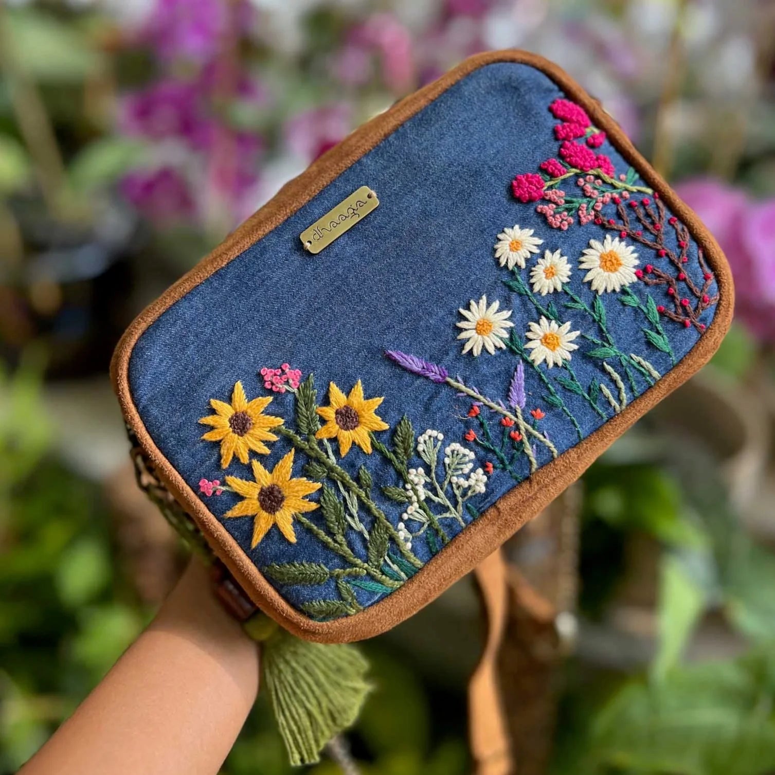 Garden Denim Sling Bag