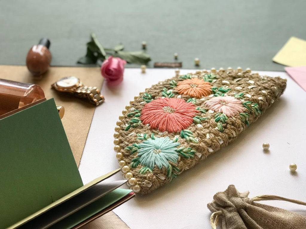 Pastel Floral Half Moon Clutch