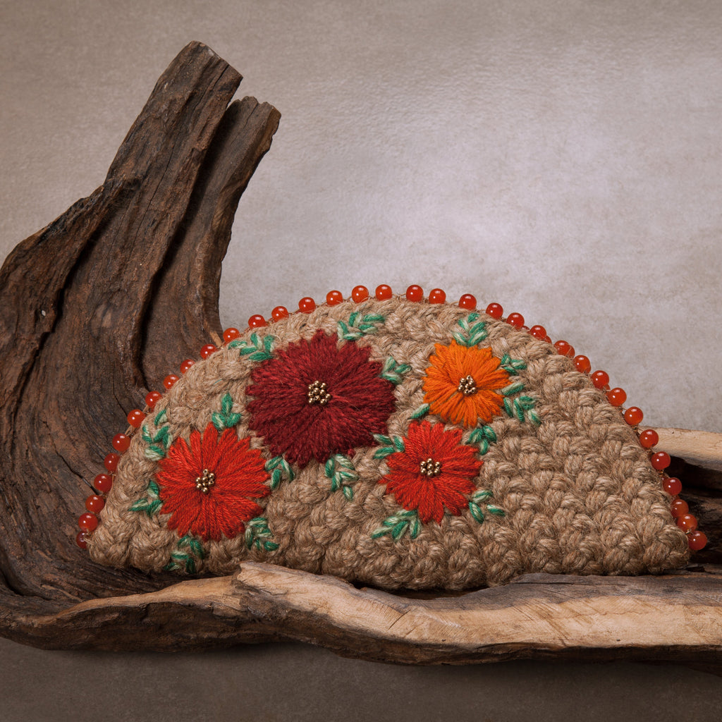 Orange Half Moon Clutch