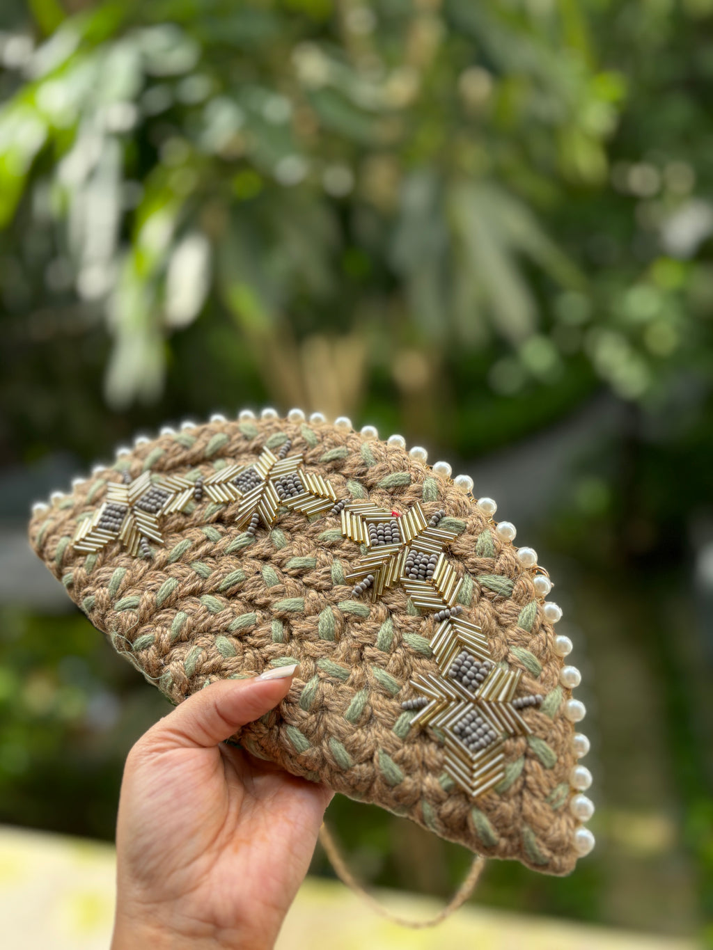 Minty Jute Half Moon