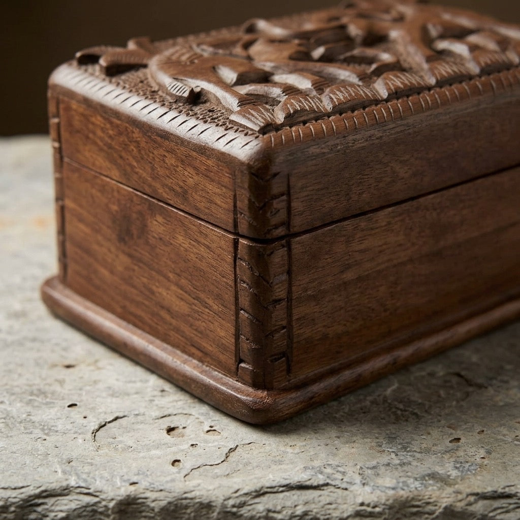 Hand Carved Elephant Keepsake Box