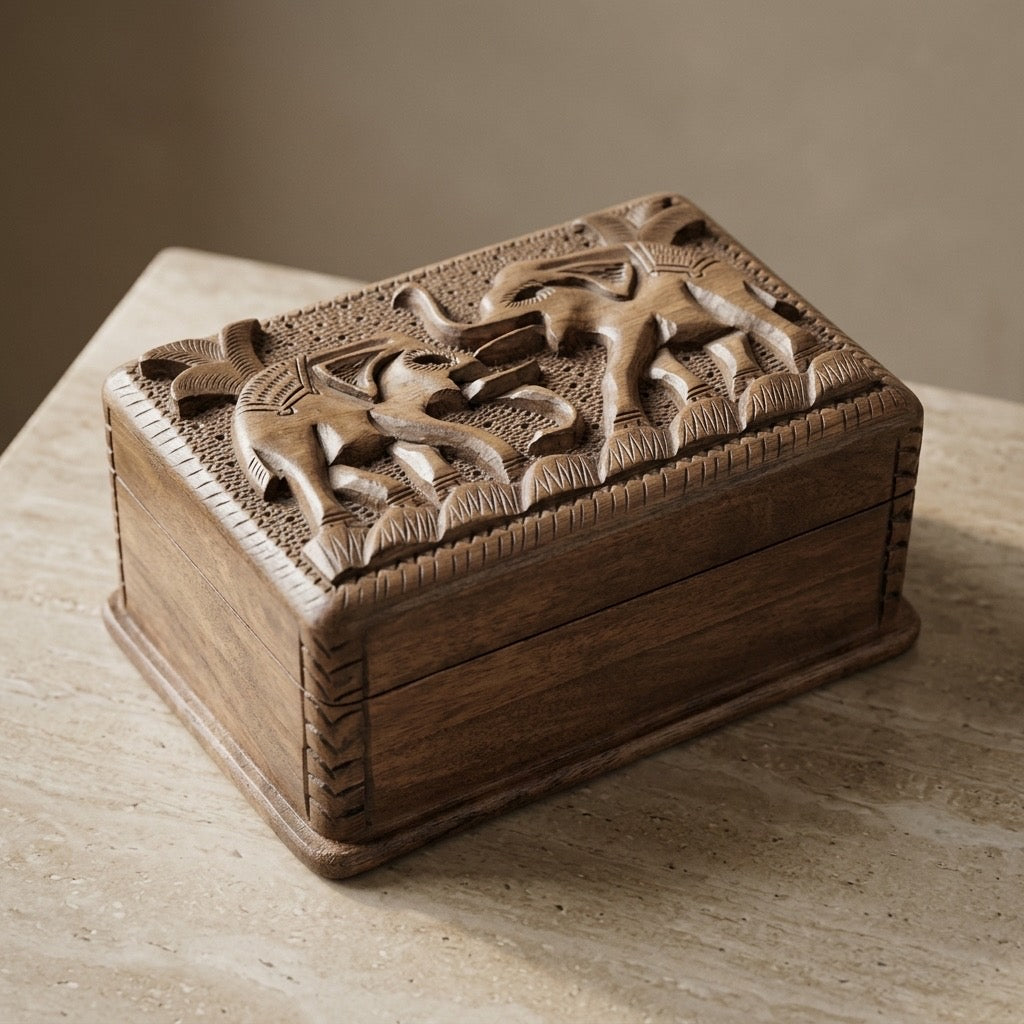 Hand Carved Elephant Keepsake Box