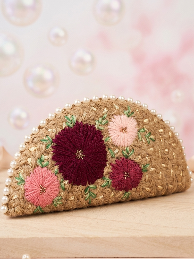 Wine Half Moon Clutch