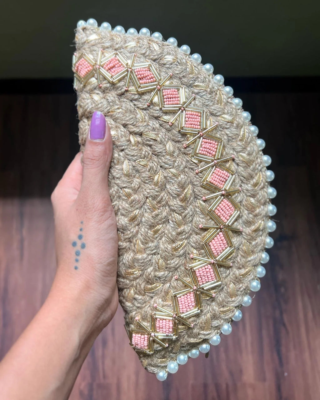 White Diamond Bead Half Moon