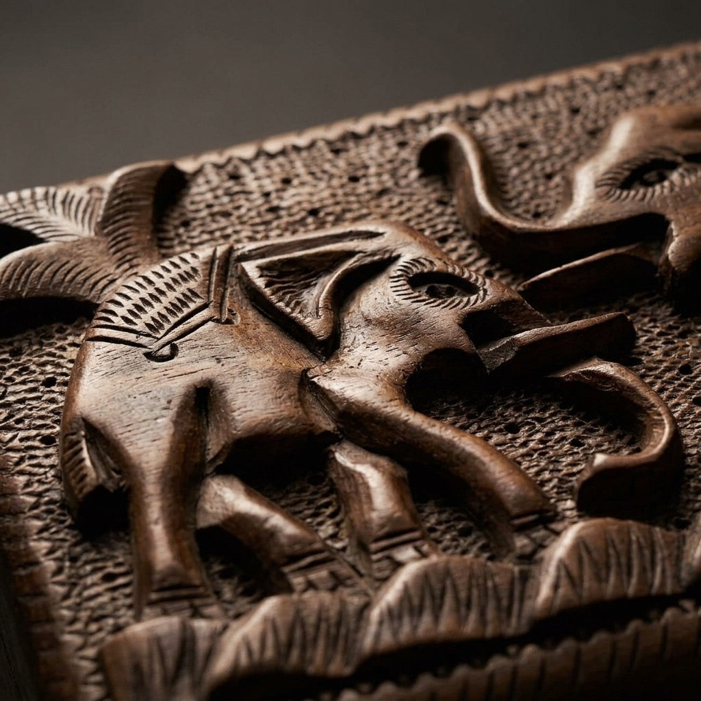 Hand Carved Elephant Keepsake Box