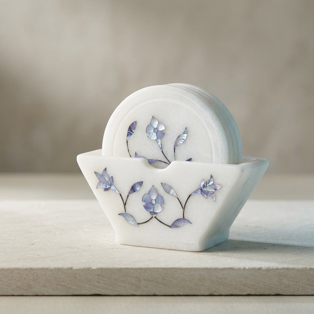 Botanical Inlay Coaster Set