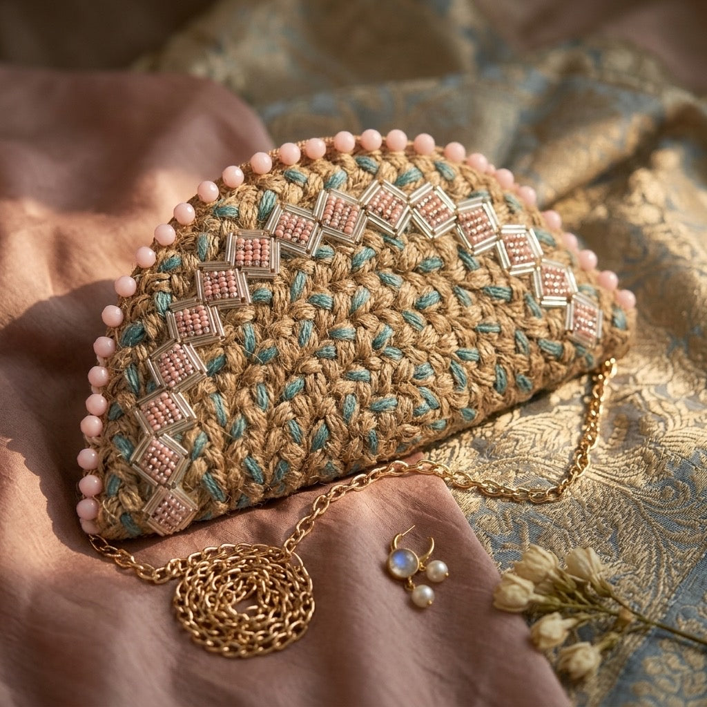 Misty Half Moon Clutch