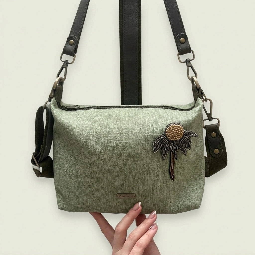 Botanical Beaded Linen Bag