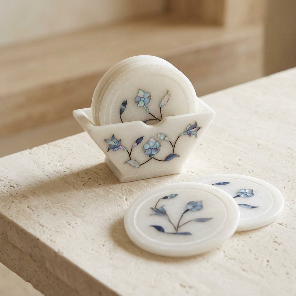 Botanical Inlay Coaster Set