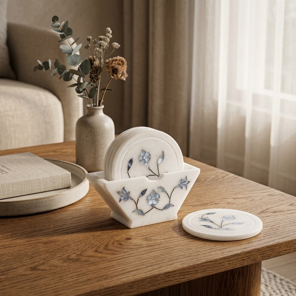 Botanical Inlay Coaster Set