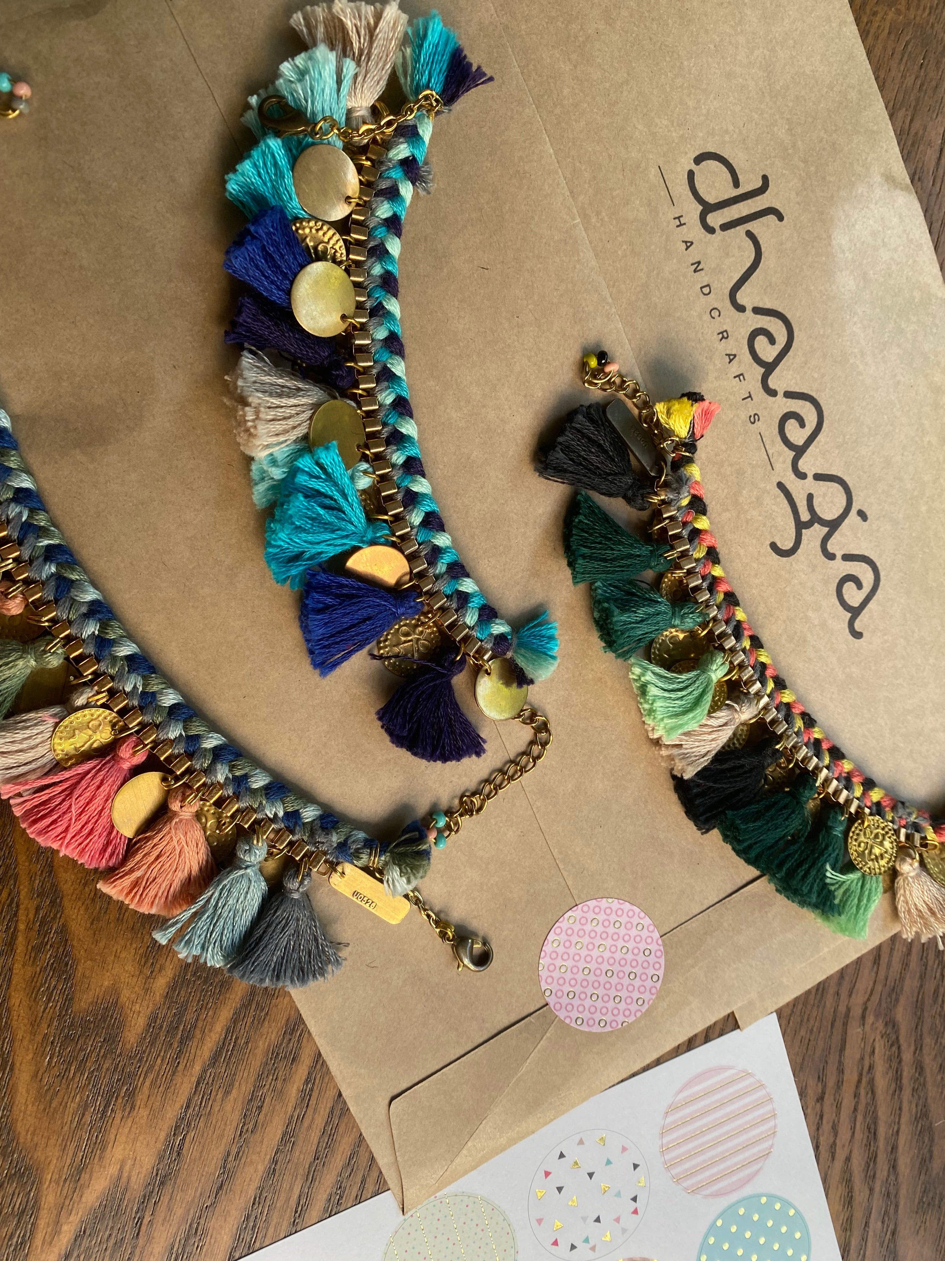 Forest Green Tassel Bracelet