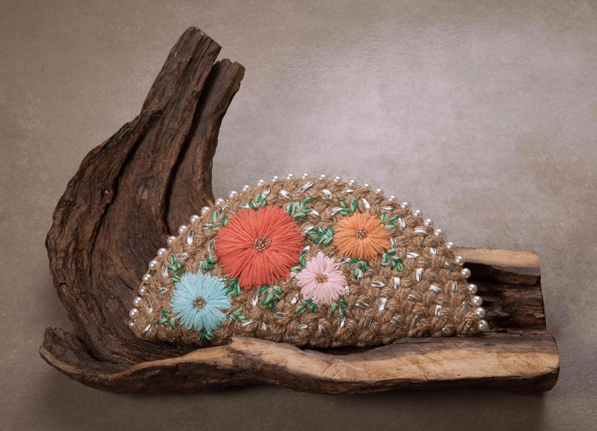 Pastel Floral Half Moon Clutch