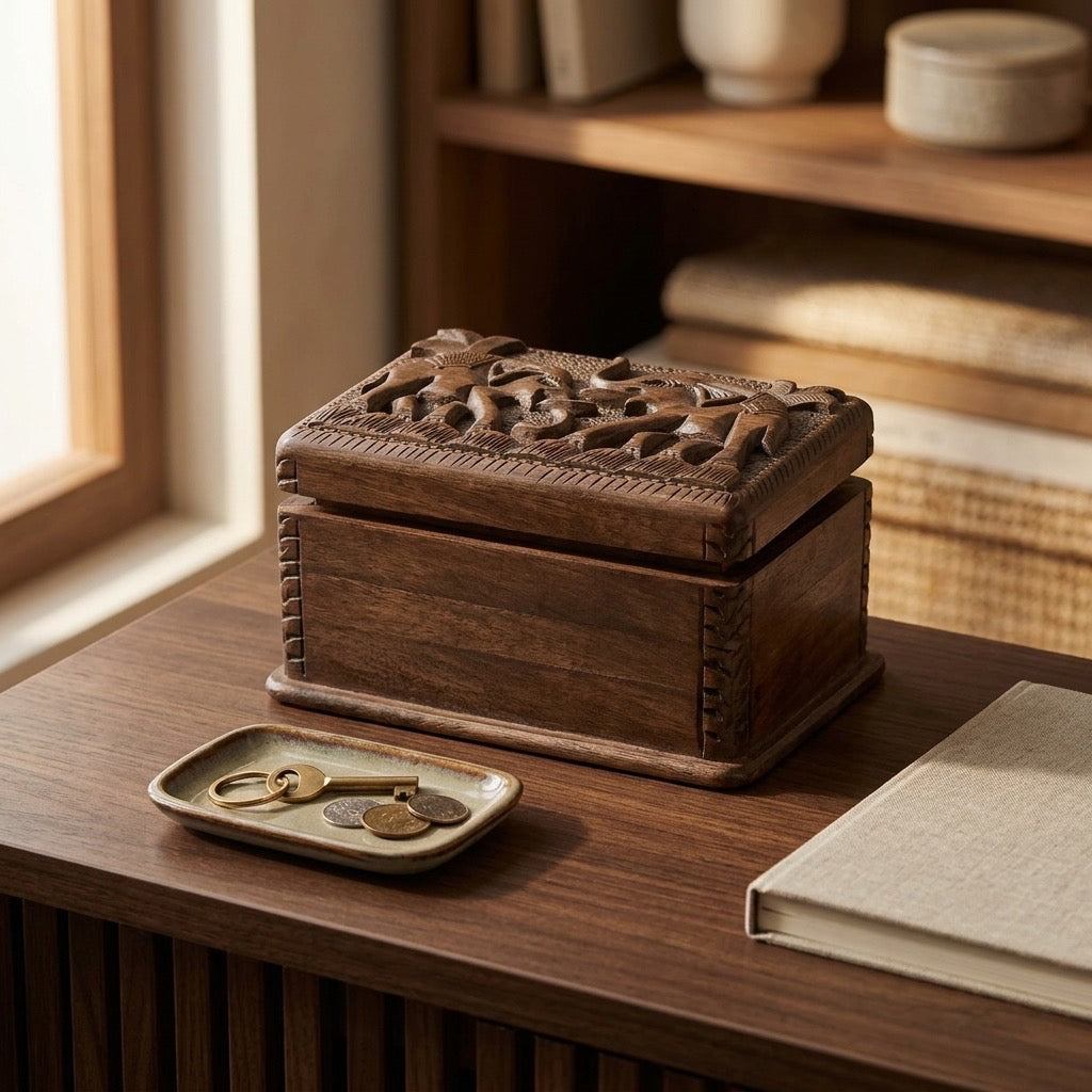 Hand Carved Elephant Keepsake Box