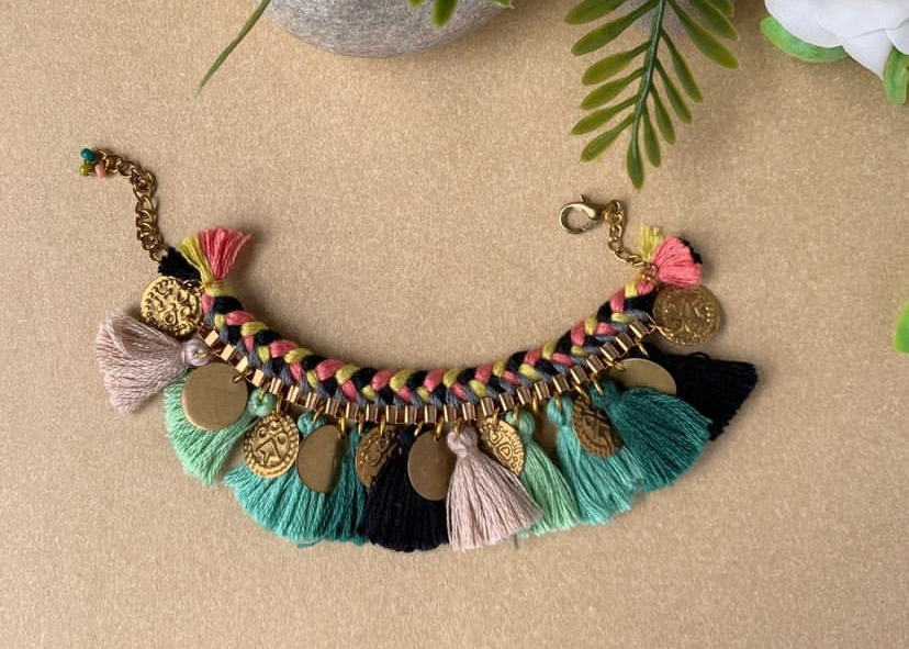 Forest Green Tassel Bracelet