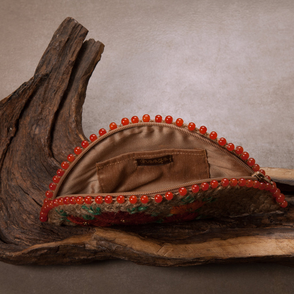 Orange Half Moon Clutch