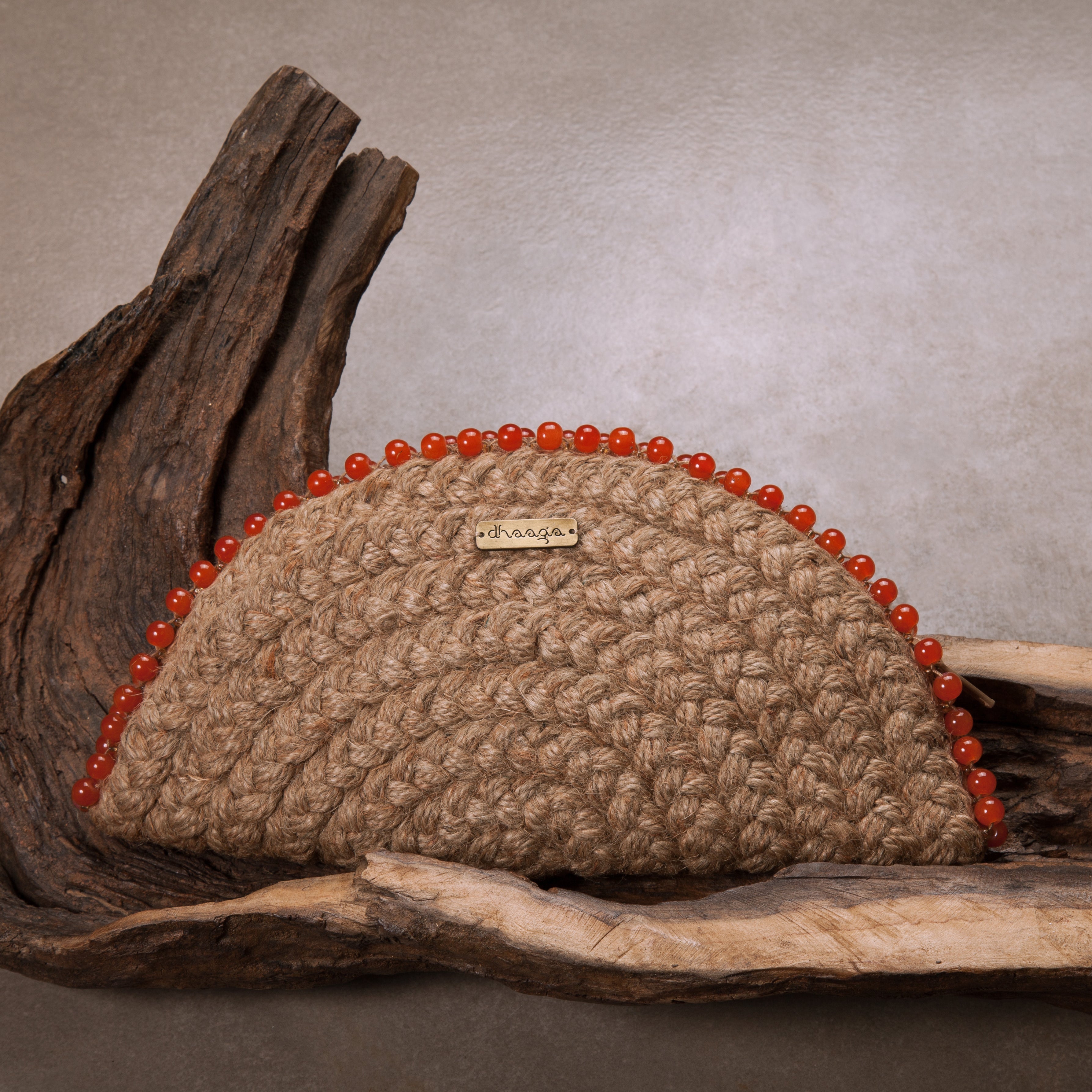 Orange Half Moon Clutch