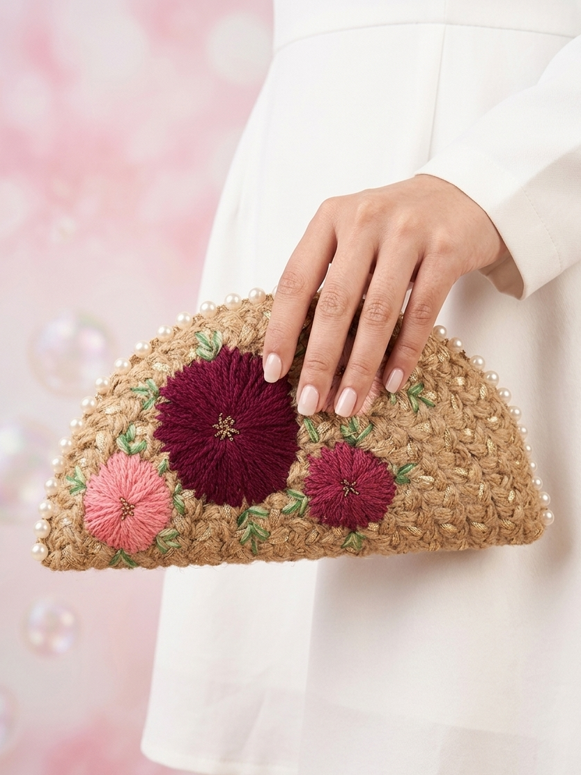Wine Half Moon Clutch