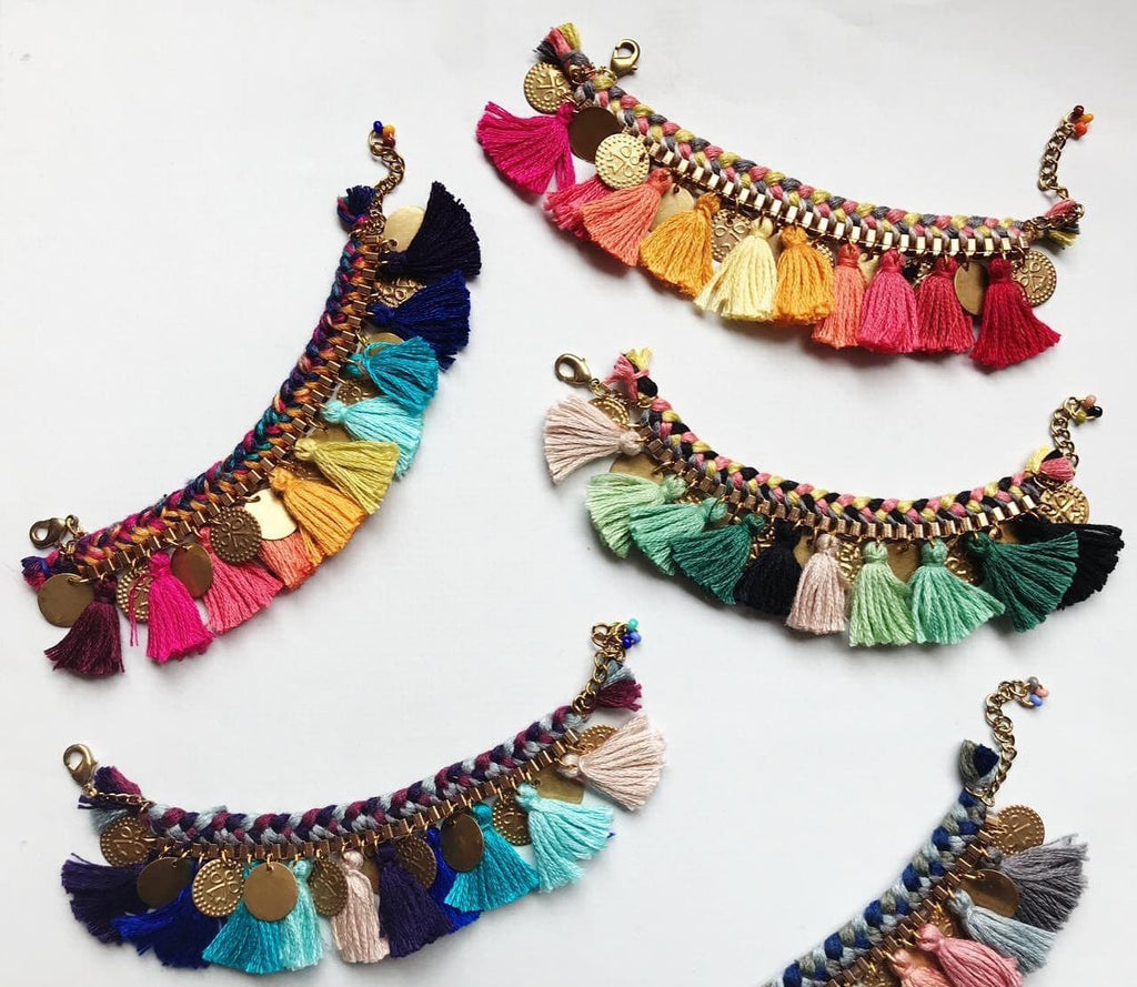 Forest Green Tassel Bracelet