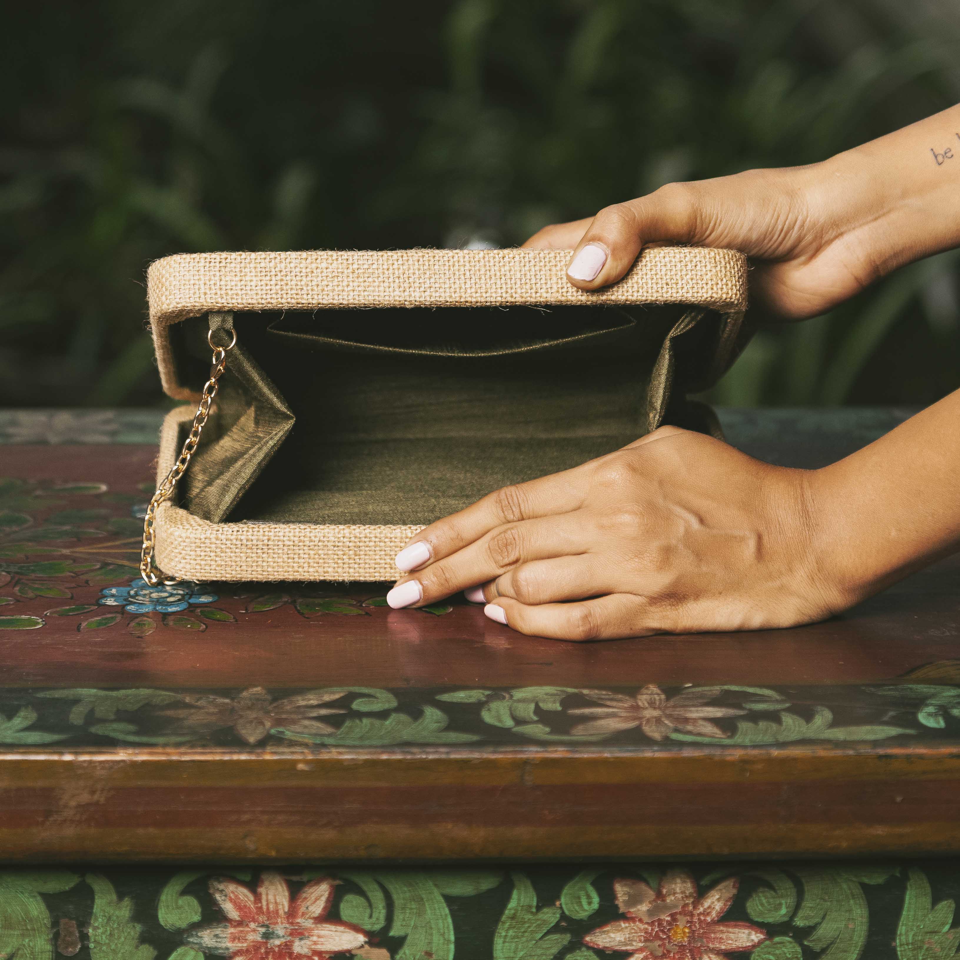 Trifloral Box Clutch