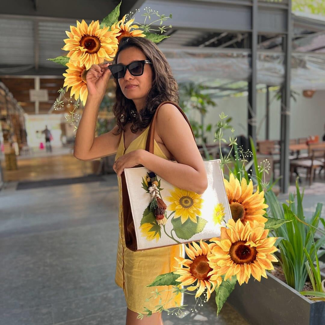 Hand painted Sunflower Tote