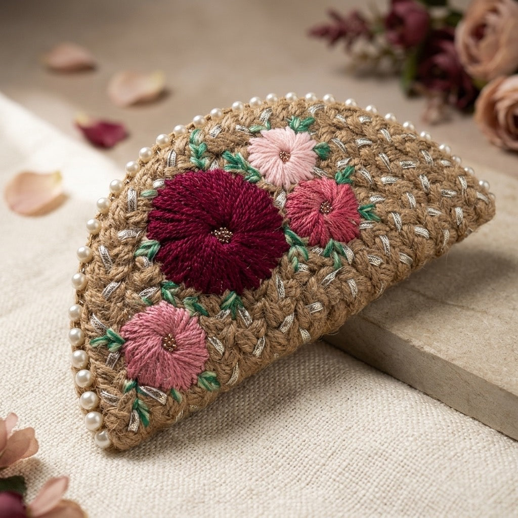 Wine Half Moon Clutch