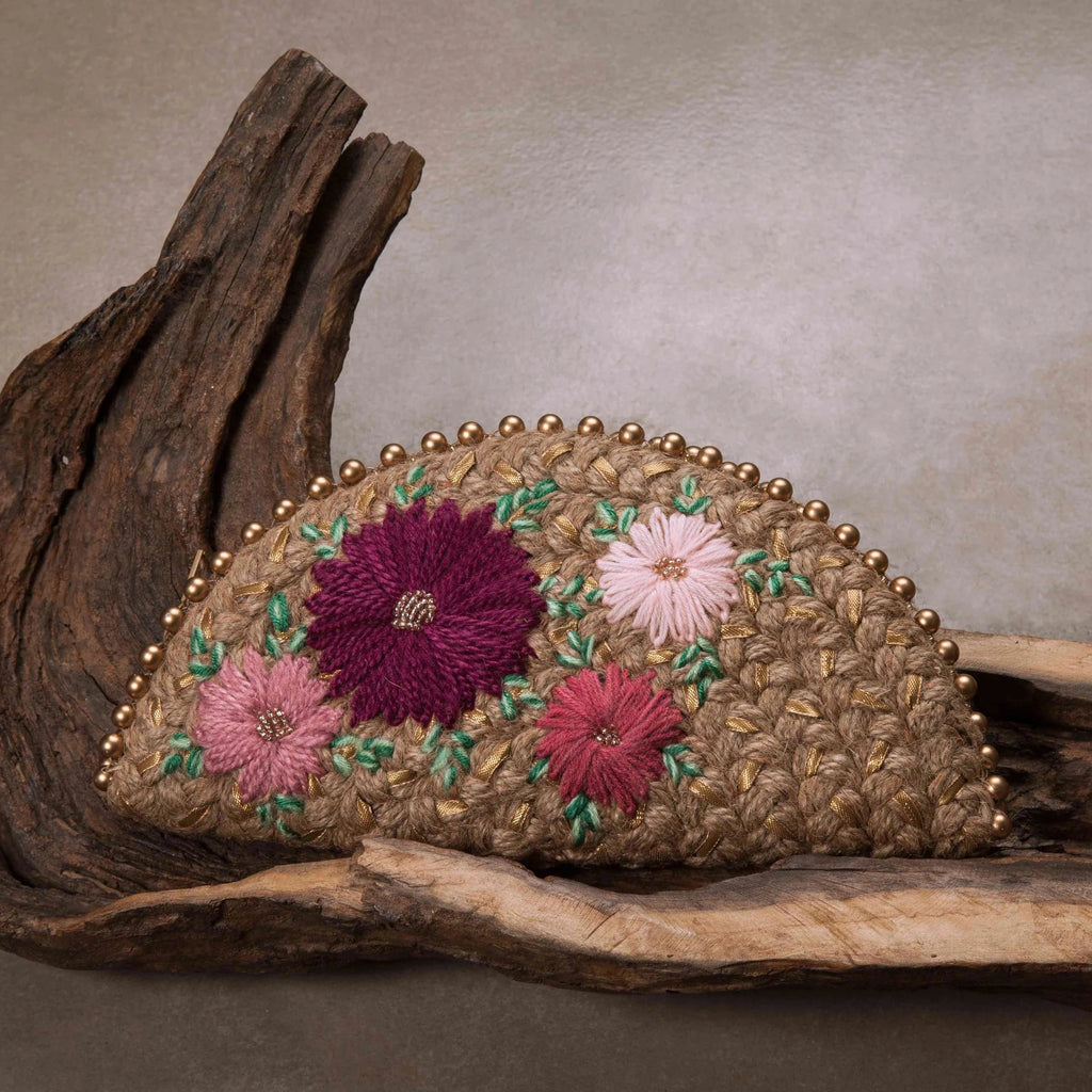 Wine Half Moon Clutch