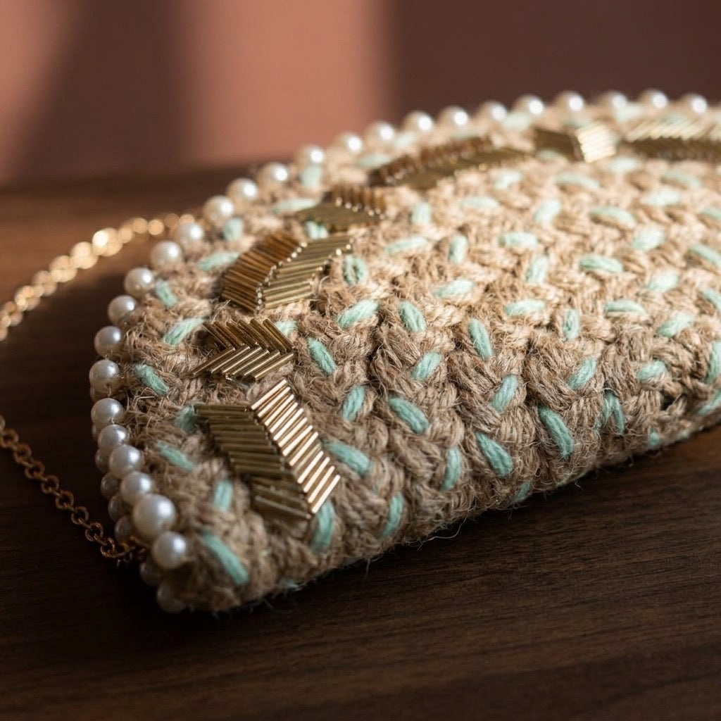 Minty Bead Half Moon