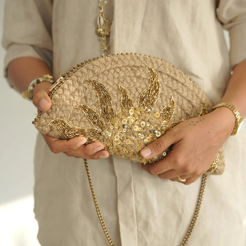 Sunburst Half Moon Clutch