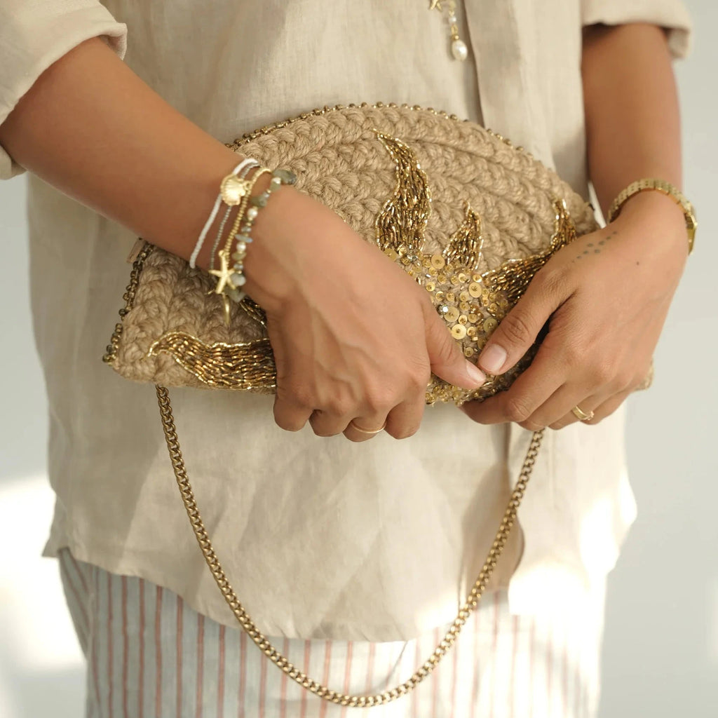Sunburst Half Moon Clutch
