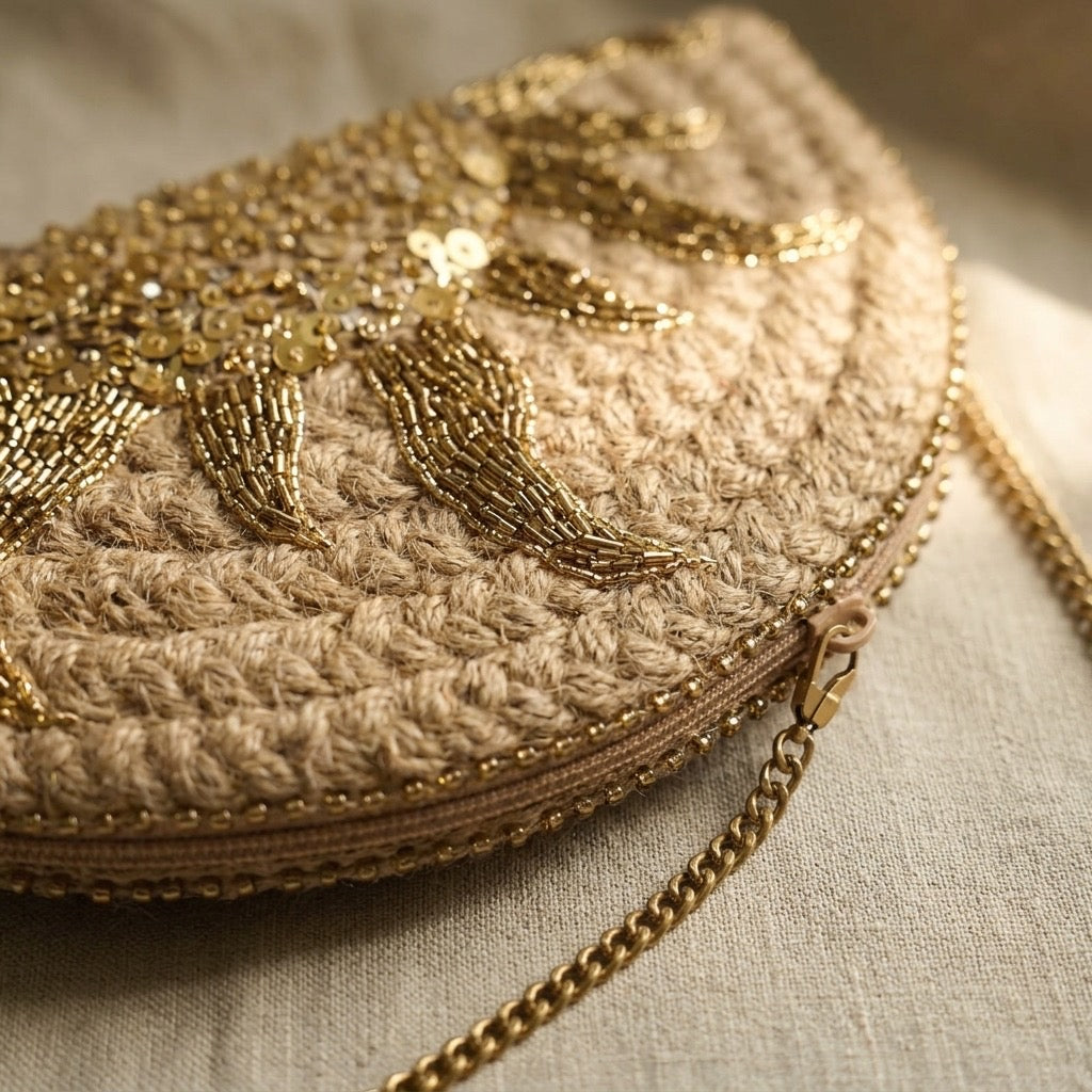 Sunburst Half Moon Clutch