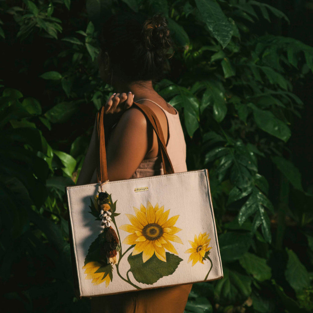 Hand painted Sunflower Tote