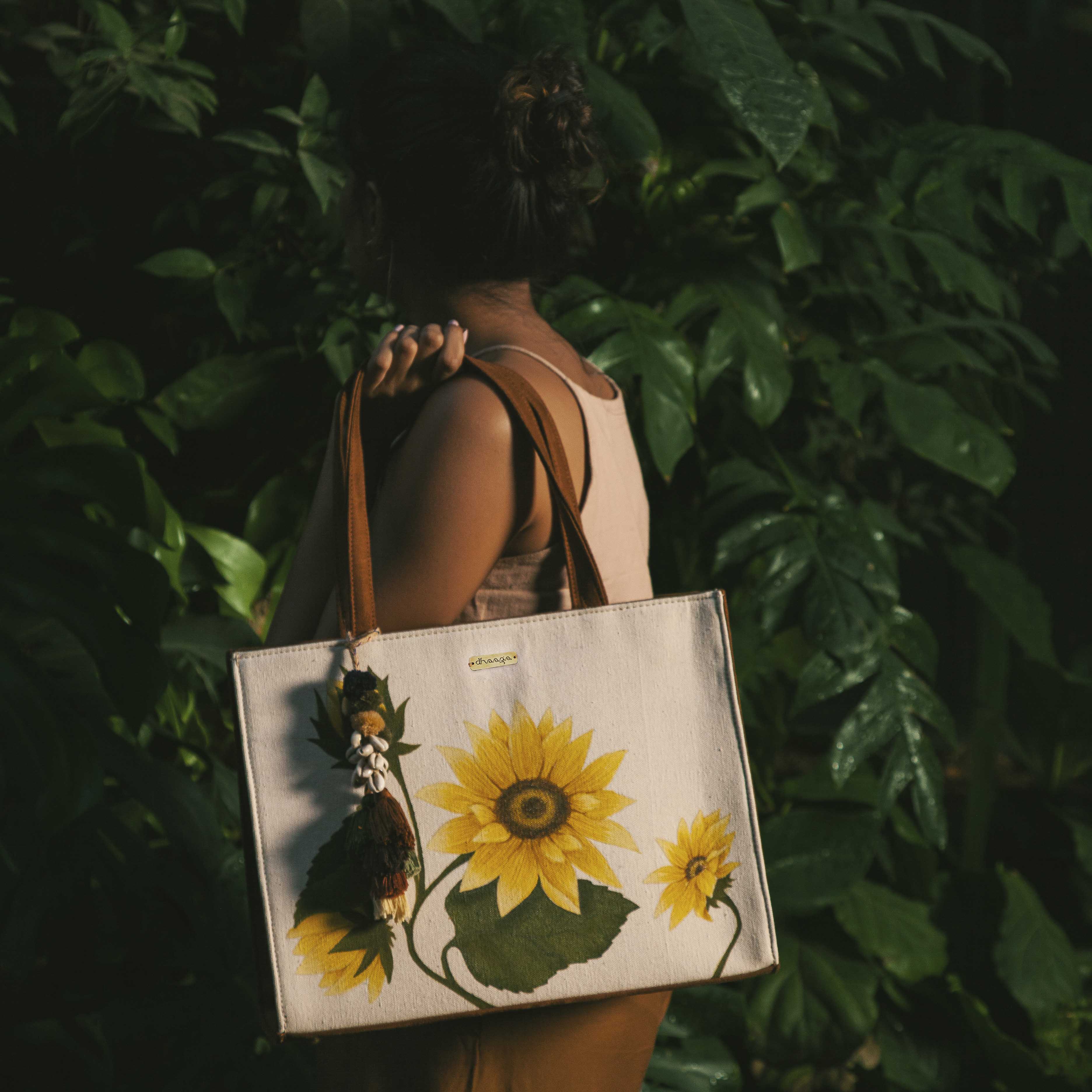 Hand painted Sunflower Tote