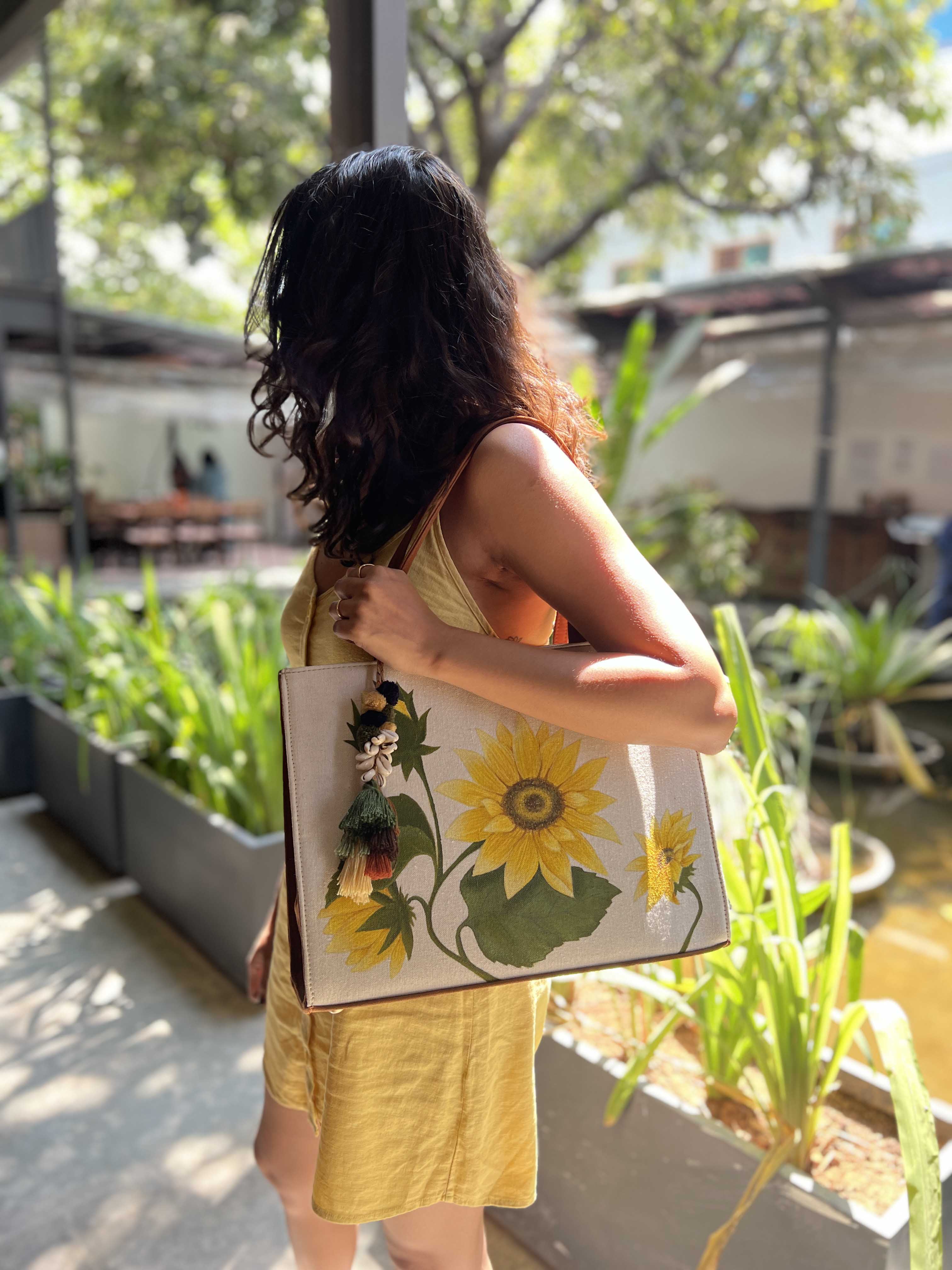 Hand painted Sunflower Tote