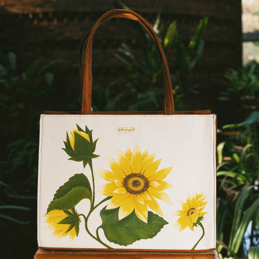 Hand painted Sunflower Tote