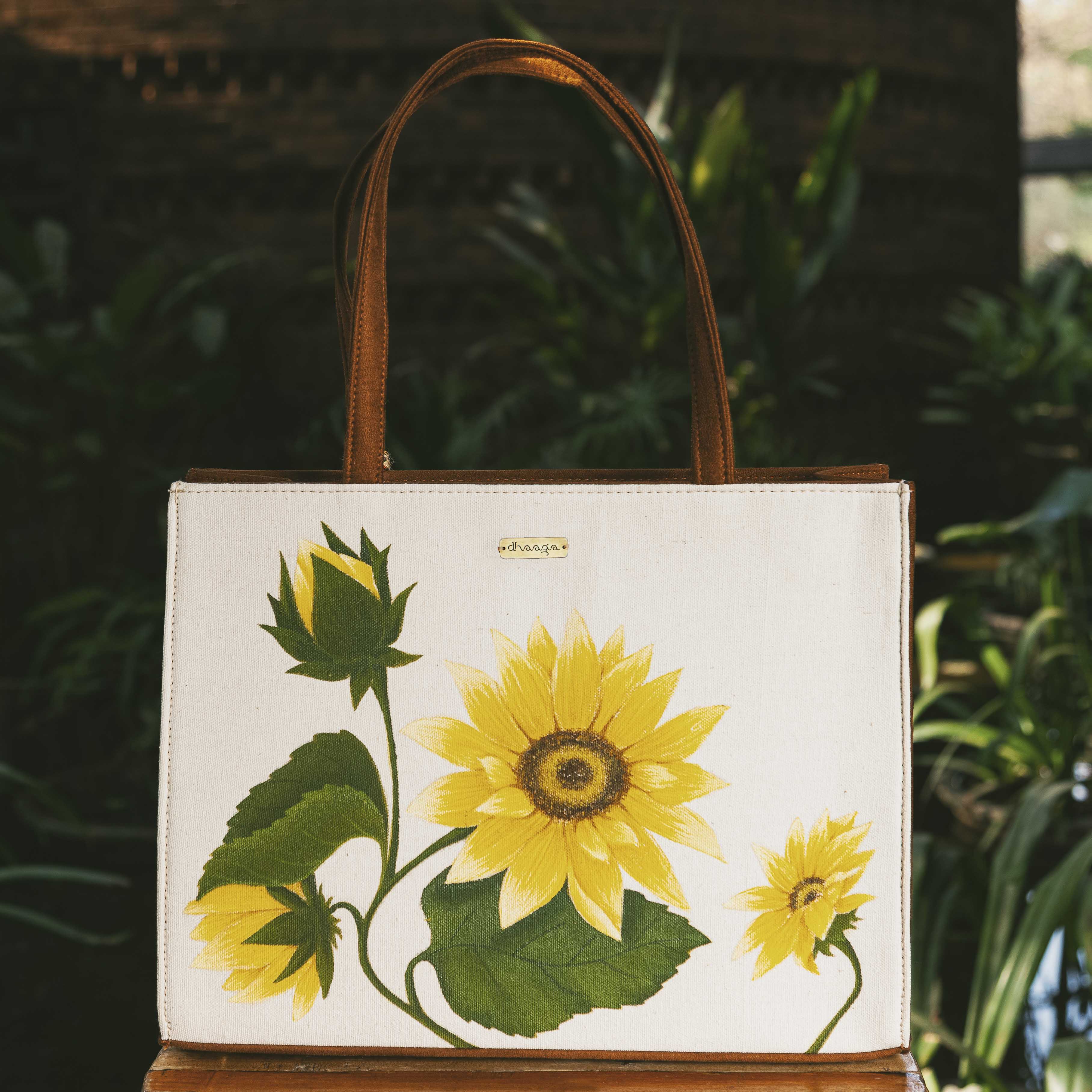 Hand painted Sunflower Tote