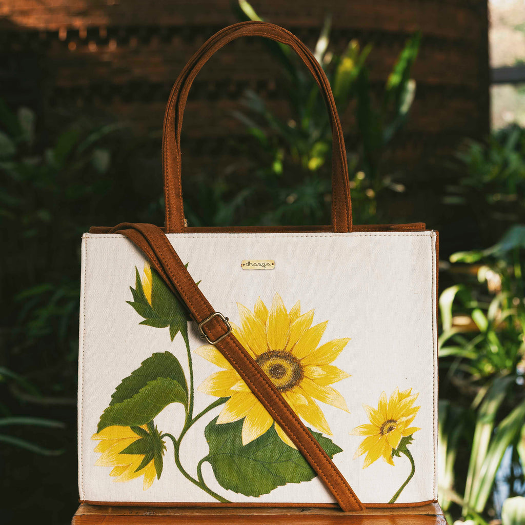 Hand painted Sunflower Tote