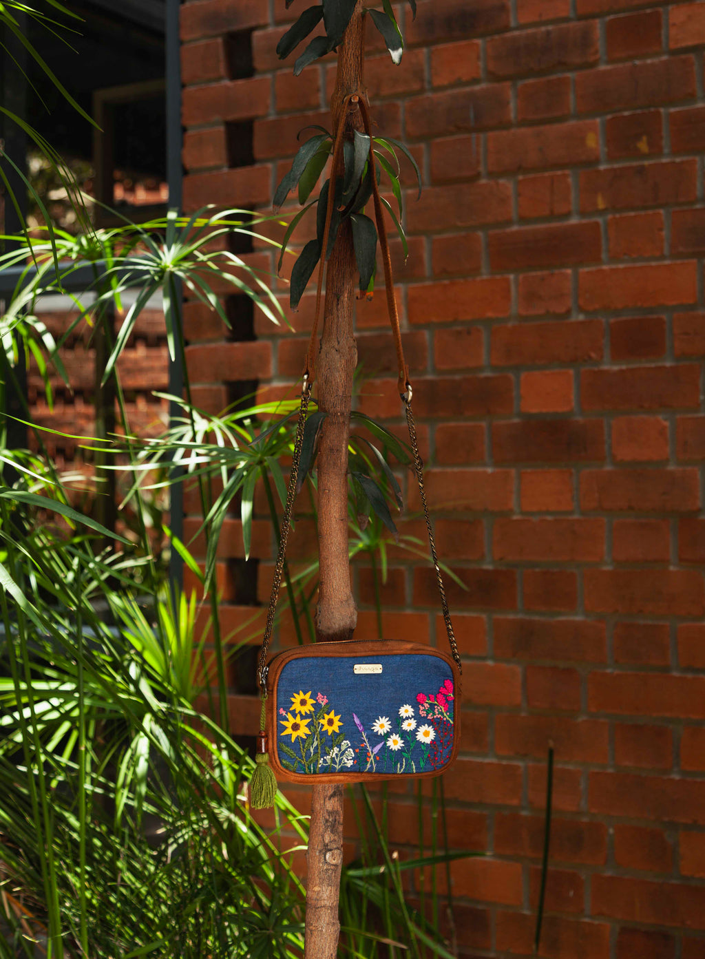 Garden Denim Sling Bag