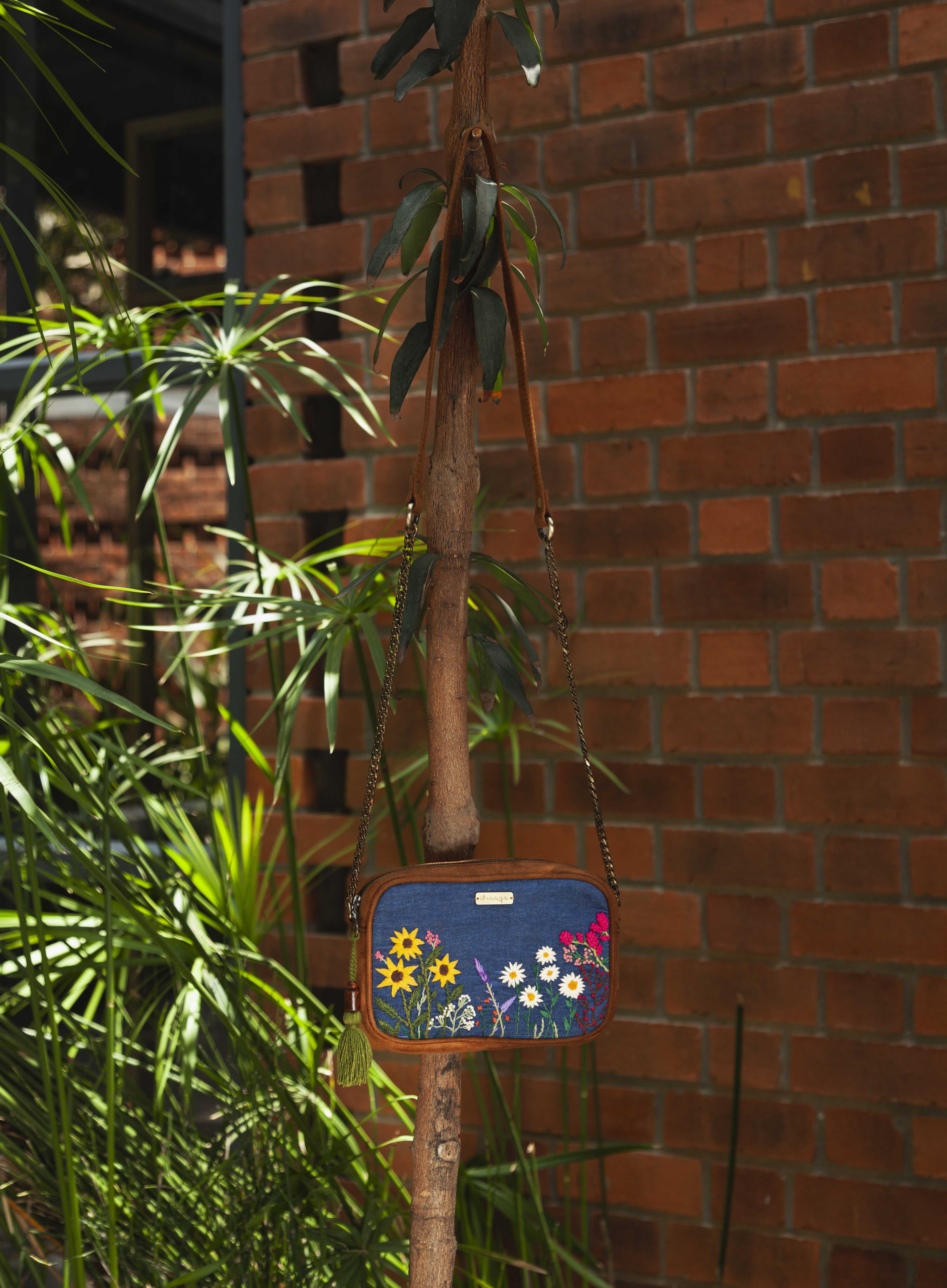 Garden Denim Sling Bag