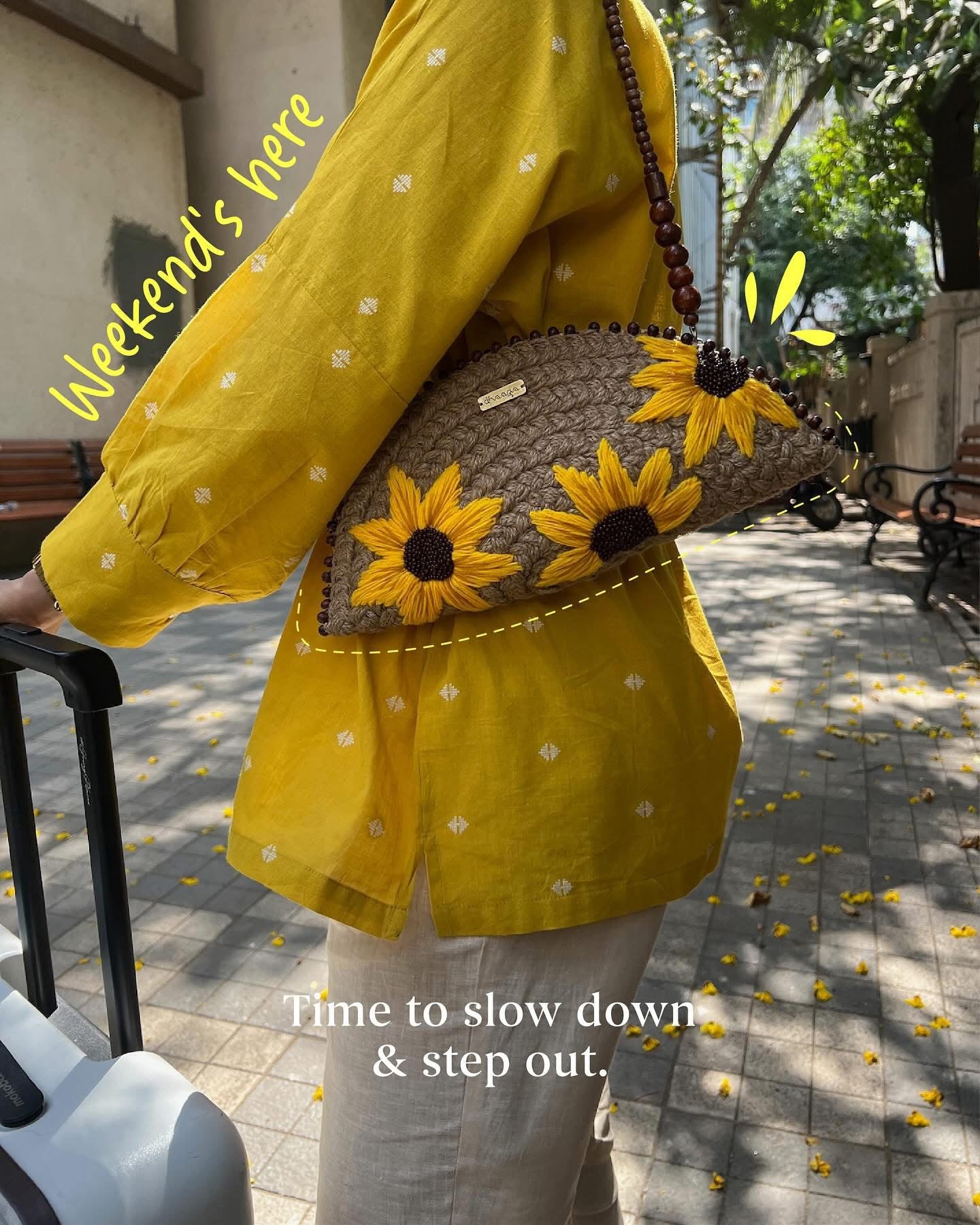 Sunflower Half Moon Large Clutch