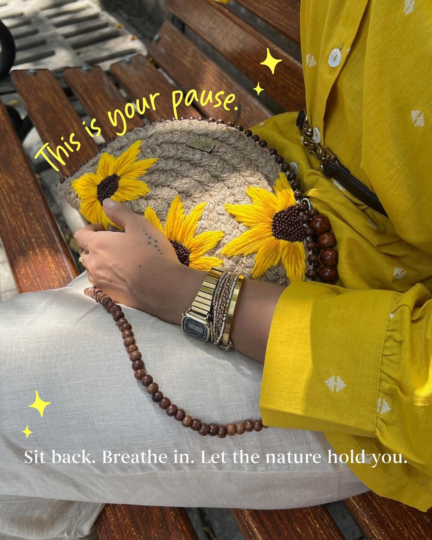 Sunflower Half Moon Large Clutch