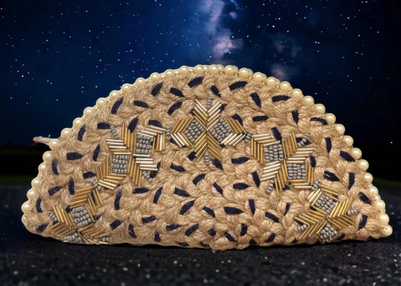 Cosmic Noir Half Moon Bag