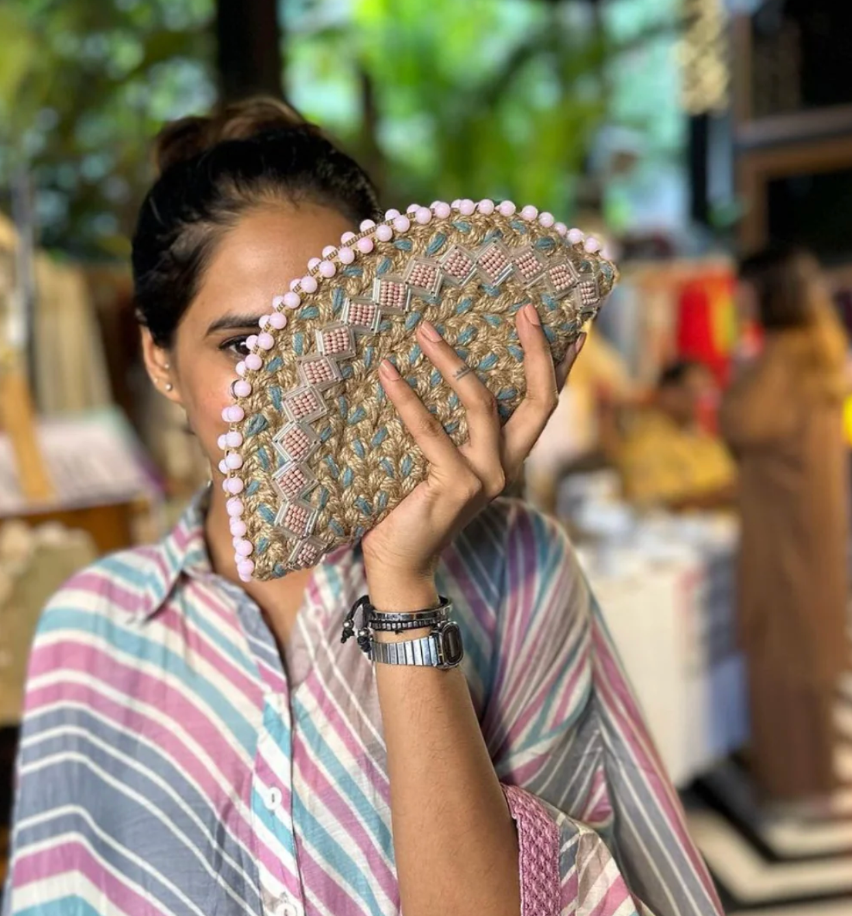 Misty Half Moon Clutch