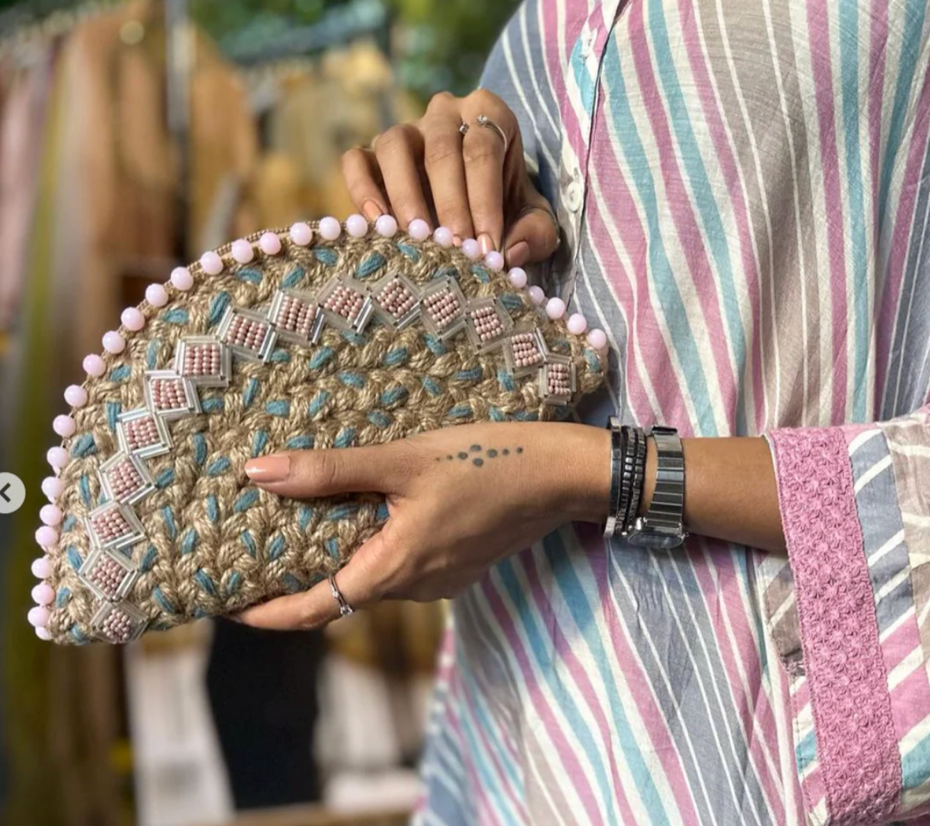 Misty Half Moon Clutch