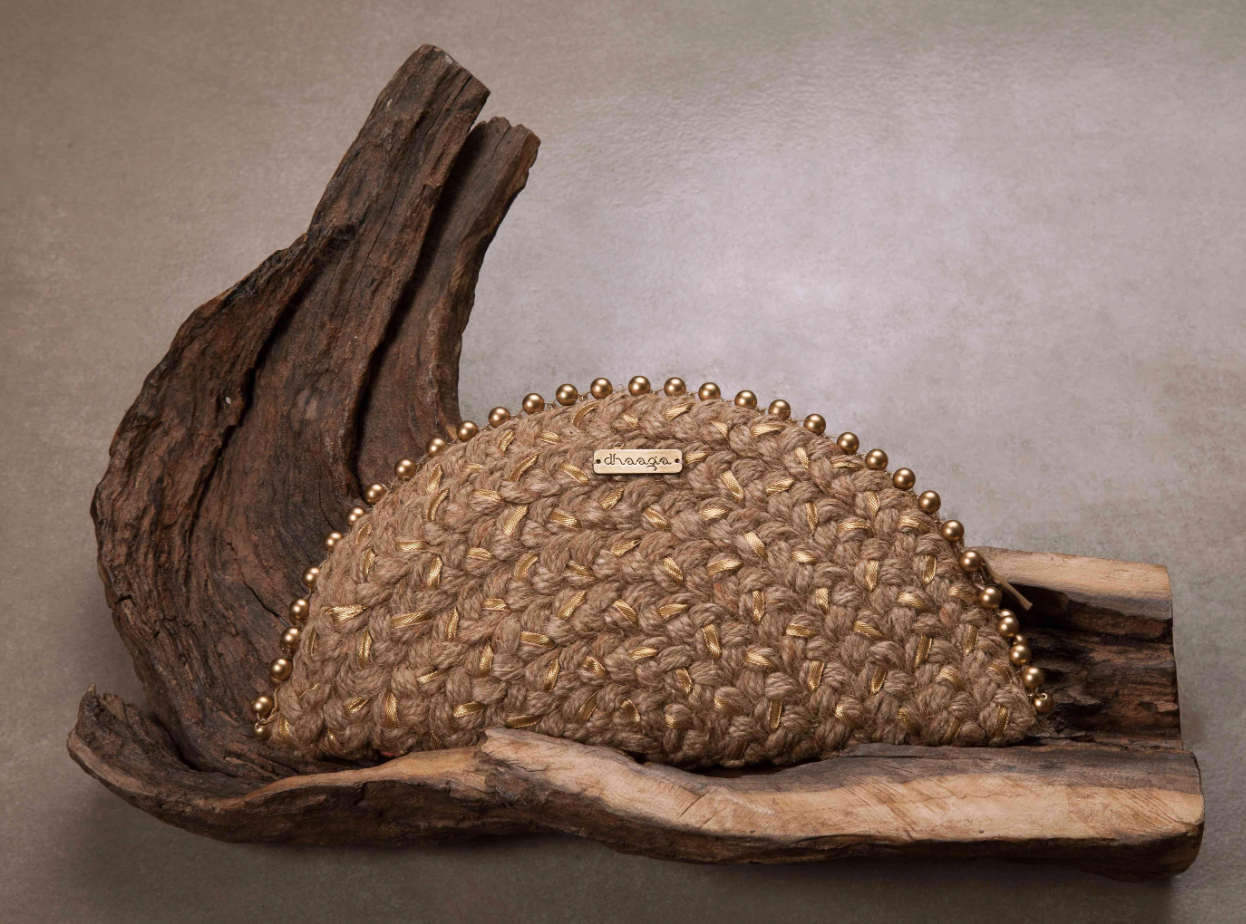 Peach Floral Half Moon Clutch