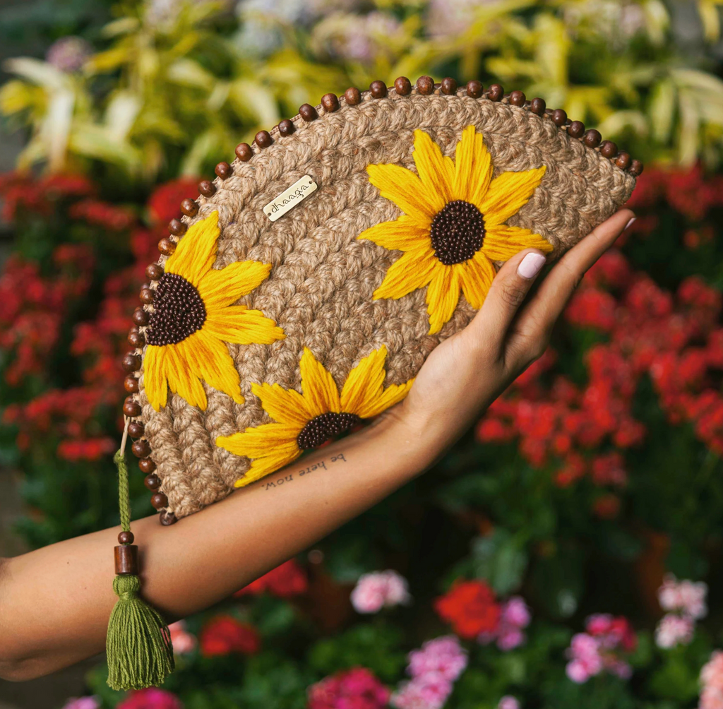 Sunflower Half Moon Large Clutch
