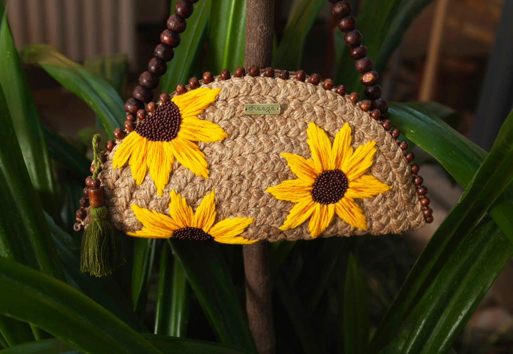 Sunflower Half Moon Large Clutch