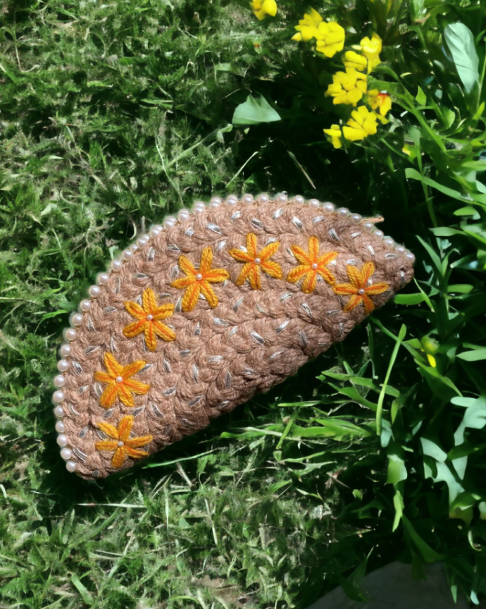 Yellow Floral Half Moon